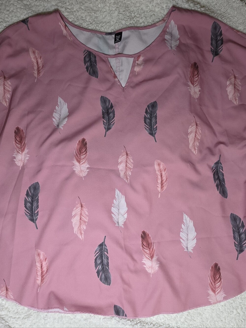 Women’s Pink Feather Print Blouse